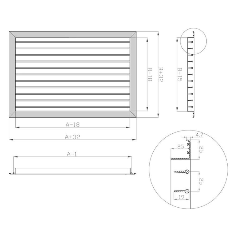 1VA-200х350 решетка однорядная c КРВ