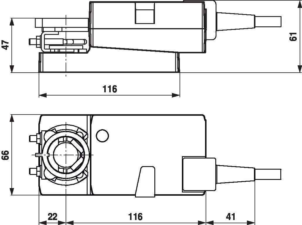 Габаритный чертёж Belimo LM24A-MP